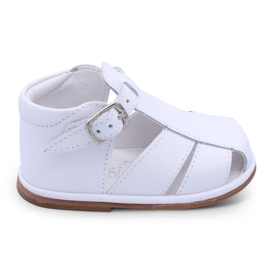 'Guy' Boys White Leather T-Bar Sandals