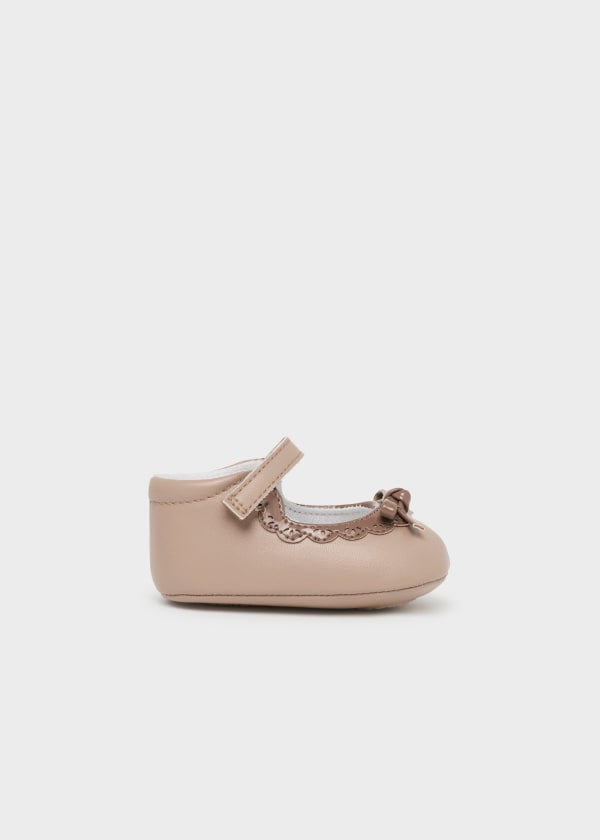 Bow Mary Jane Crib Shoes- Bark by Mayoral
