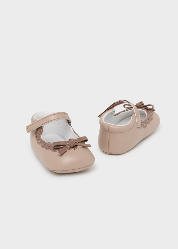 Bow Mary Jane Crib Shoes- Bark by Mayoral