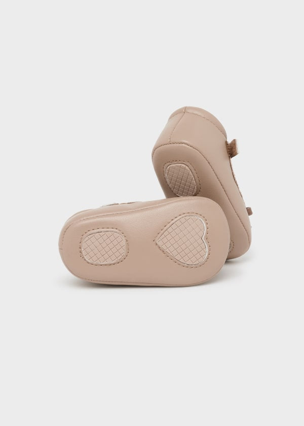 Bow Mary Jane Crib Shoes- Bark by Mayoral