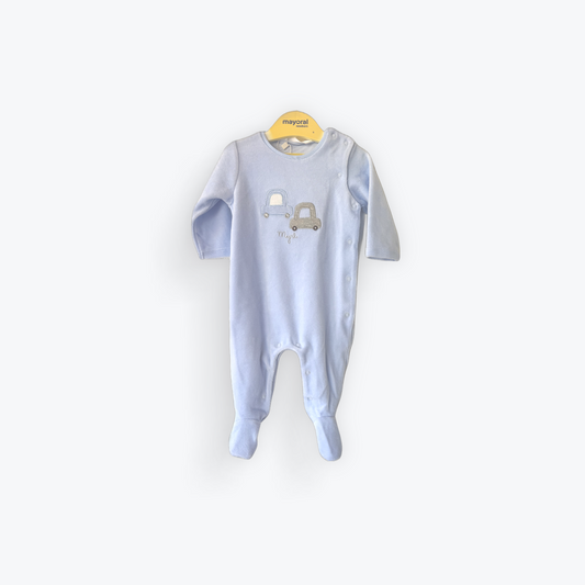 Blue Velour Car Footie by Mayoral