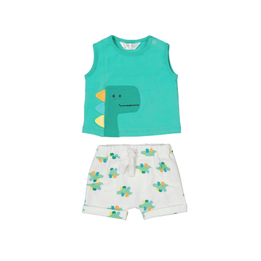 Green Dinosaur Tank with Dino Printed Shorts by Mayoral