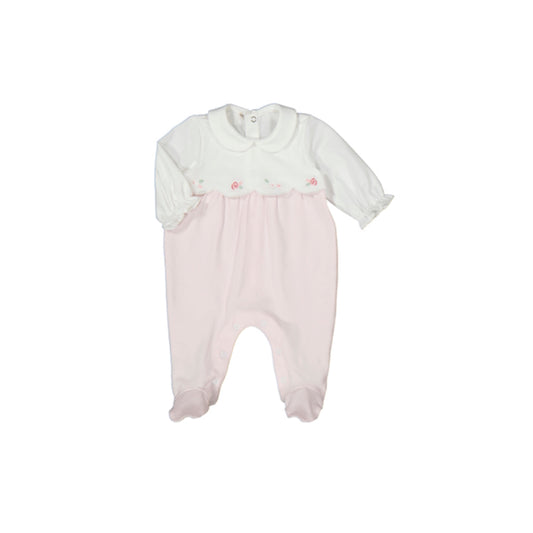Pink and White Rosette Footie by Mayoral