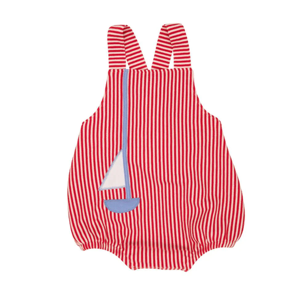 TBBC Stillman Sunsuit Richmond Red Stripe & Sailboat