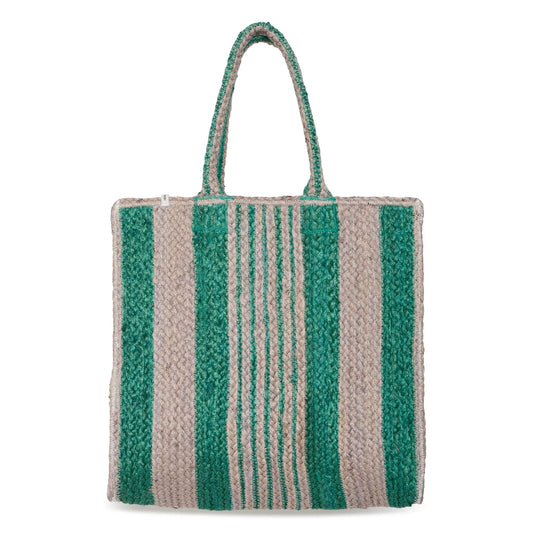 Iakimmie Shopper Bag - Green Tan Stripe