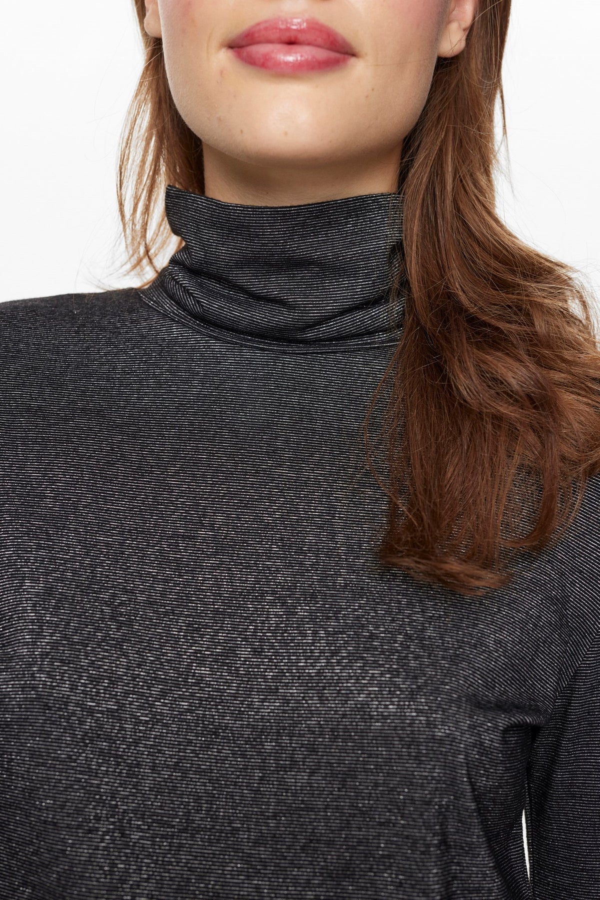 Nubrianne Blouse Black Silver Glitter Rollneck
