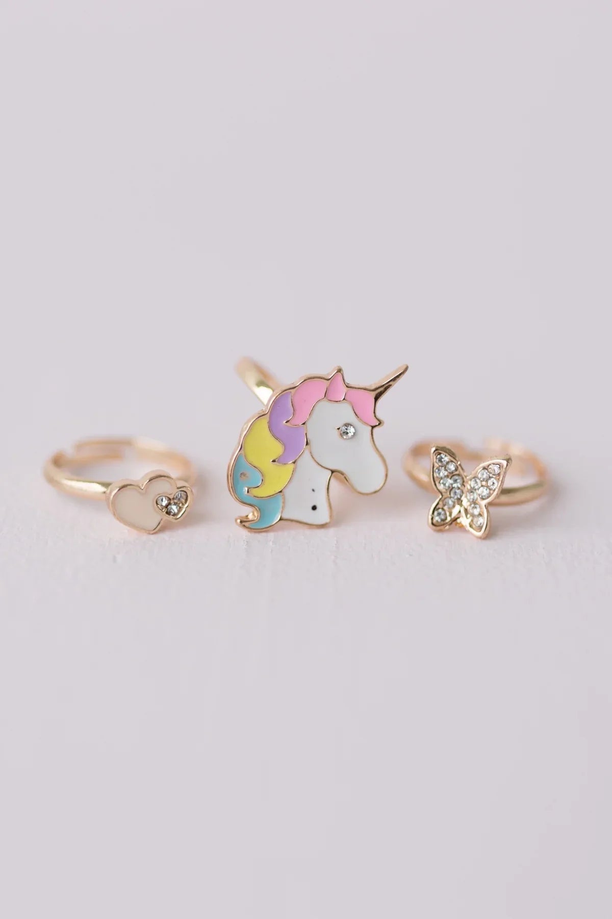 Butterfly and Unicorns Ring Set