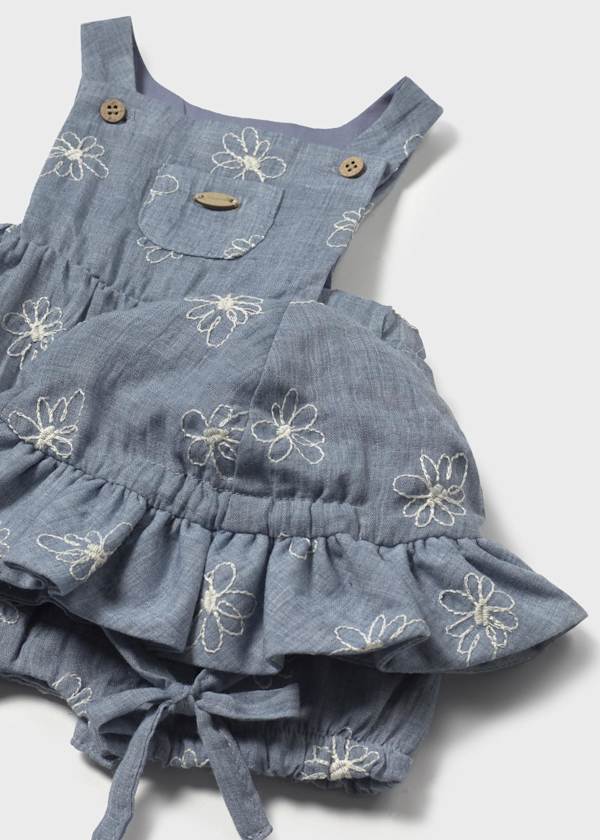 Bluestone Overall with Flowers & Hat by Mayoral
