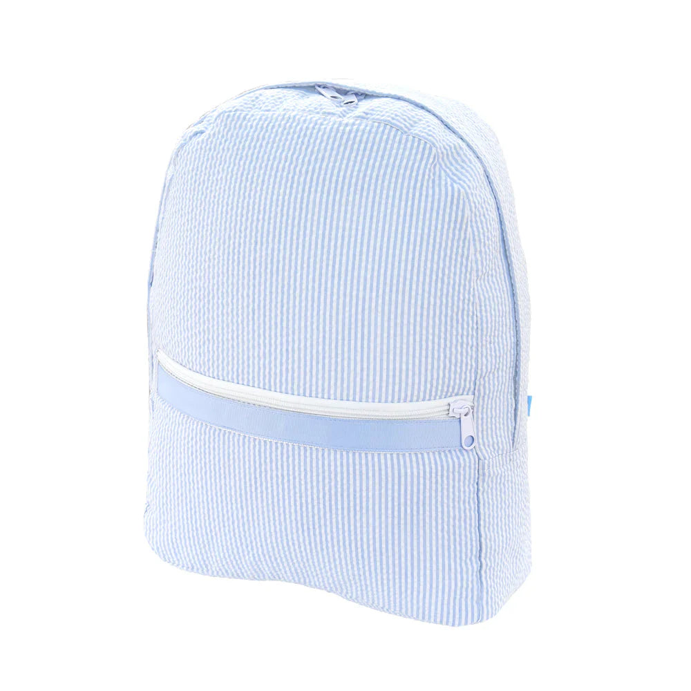 Blue Seersucker Medium Backpack (with optional monogram)
