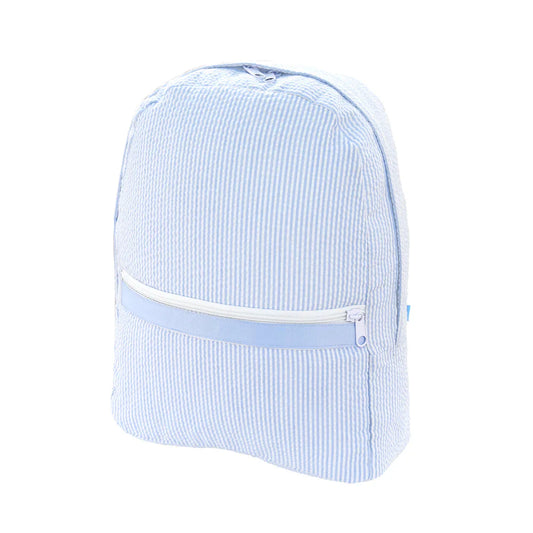 Blue Seersucker Medium Backpack (with optional monogram)