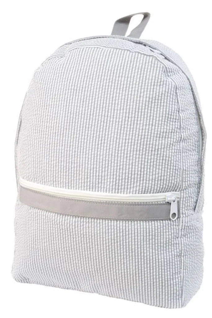 Grey Seersucker Medium Backpack (with optional monogram)