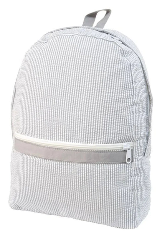 Grey Seersucker Medium Backpack (with optional monogram)
