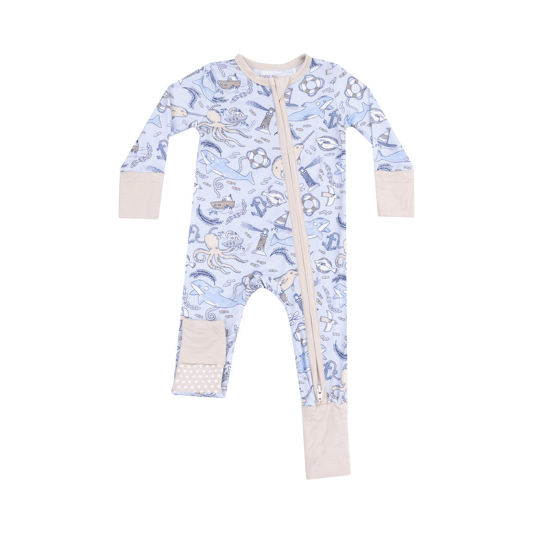 Nautical Notebook 2 Way Zipper Romper by Angel Dear