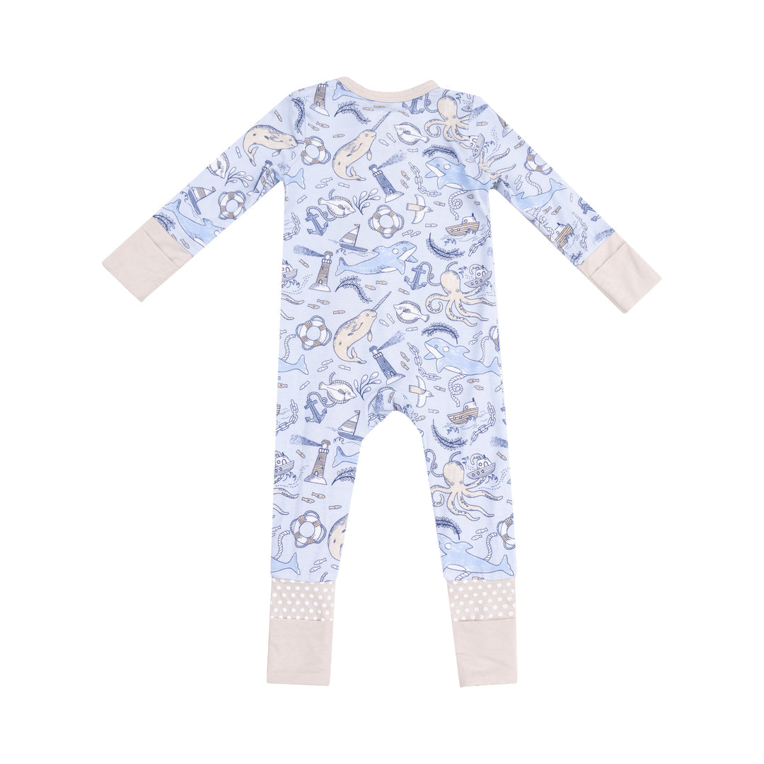 Nautical Notebook 2 Way Zipper Romper by Angel Dear