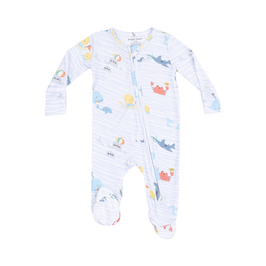 Sea Stripes 2 Way Zipper Footie by Angel Dear