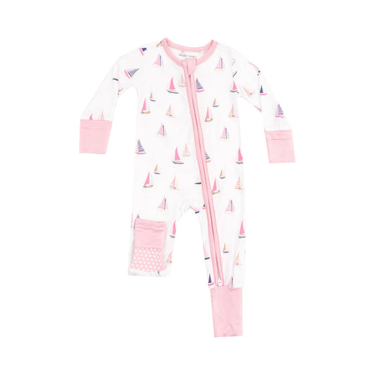 Sailboats Pink 2 Way Zipper Romper by Angel Dear