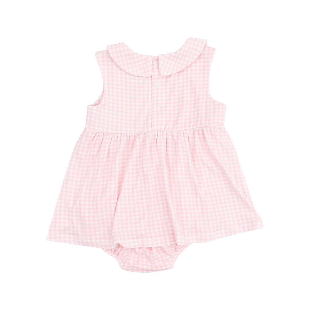 Mini Gingham - Pink Peter Pan Collar Bubble with Skirt by Angel Dear