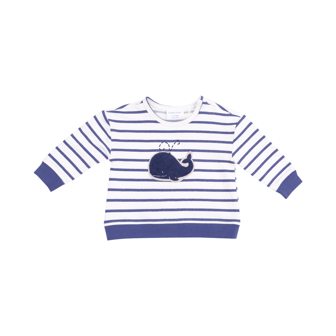 Bubbly Whale Blue French Terry Sweatshirt and Shorts by Angel Dear
