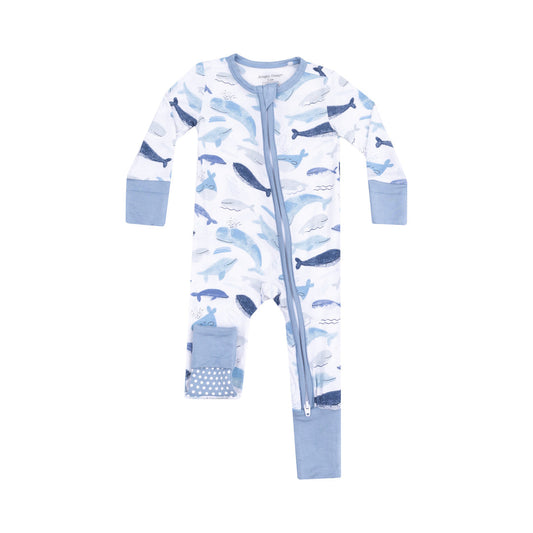 Blue Whales 2 Way Zipper Romper by Angel Dear