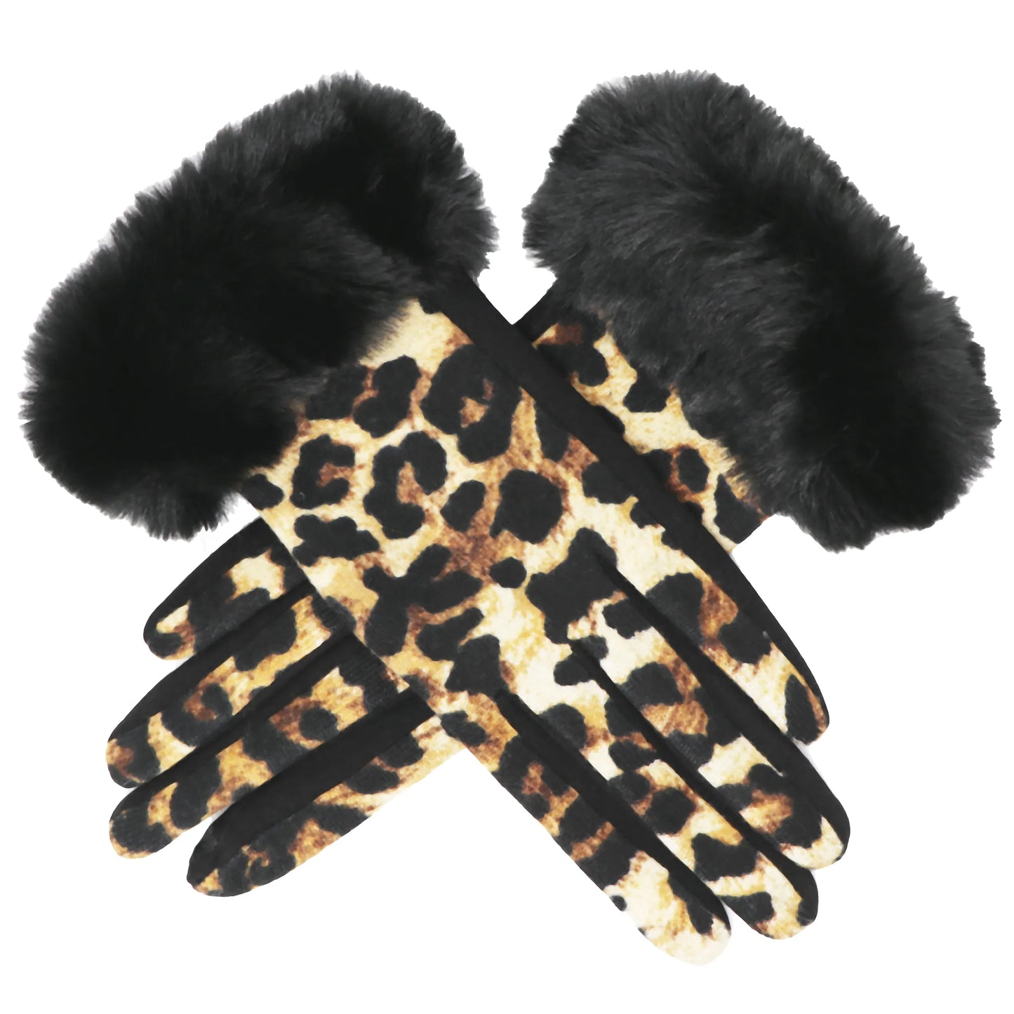 Leopard Faux Fur Gloves