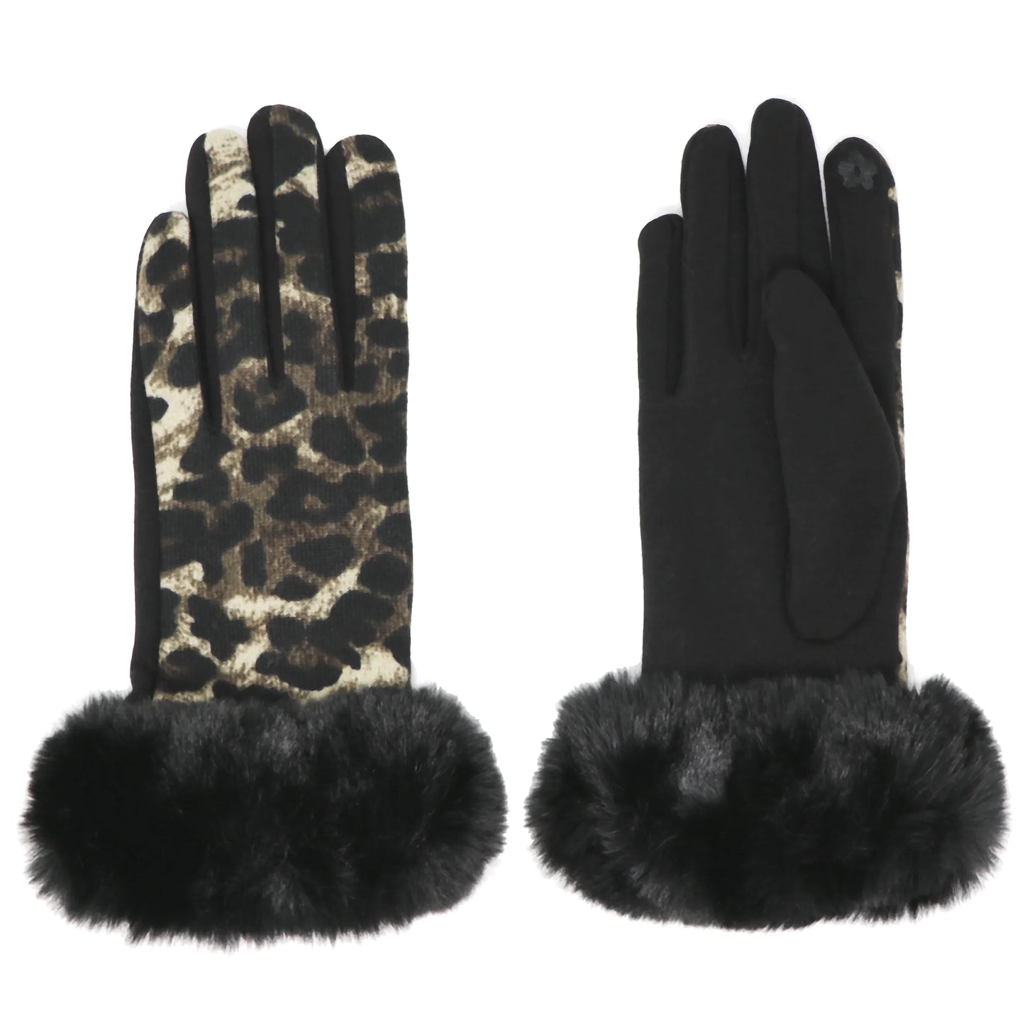 Leopard Faux Fur Gloves