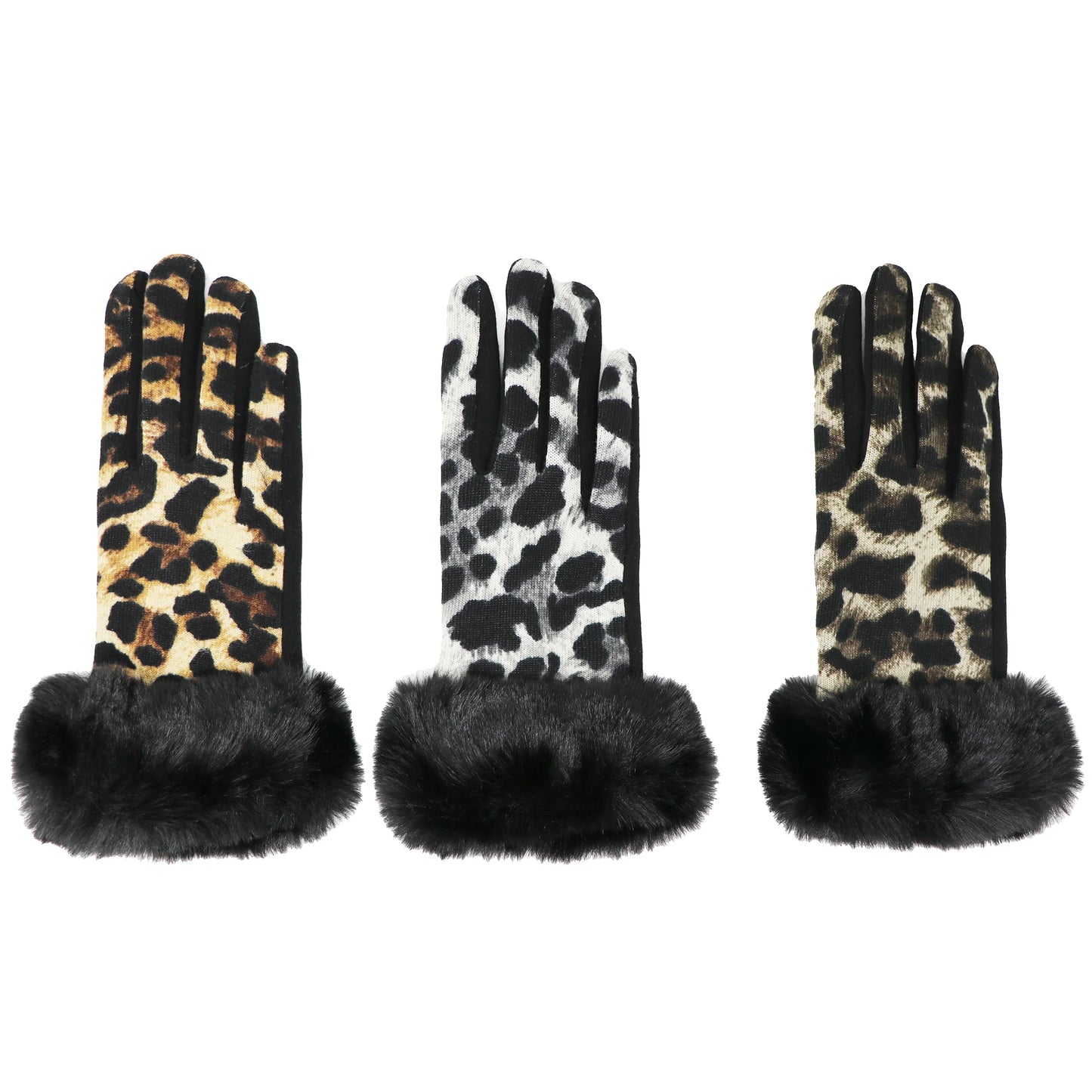 Leopard Faux Fur Gloves
