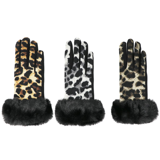 Leopard Faux Fur Gloves