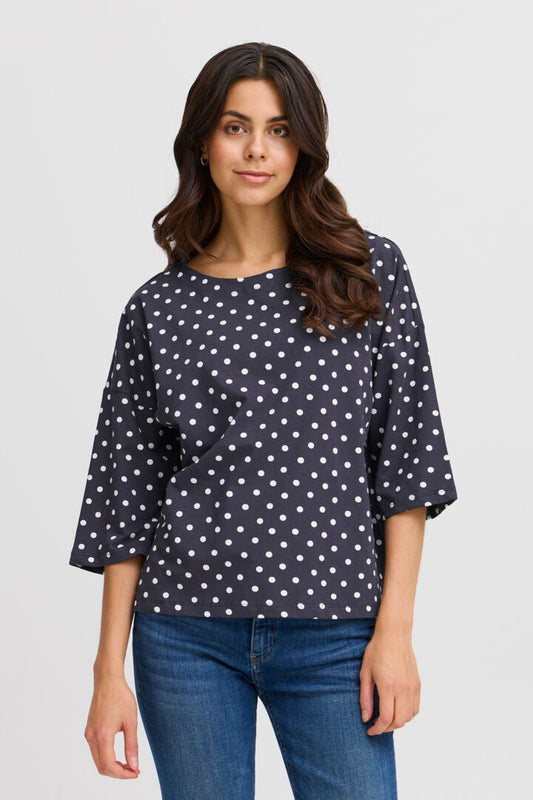 Frsiva Spotty T-Shirt Navy White