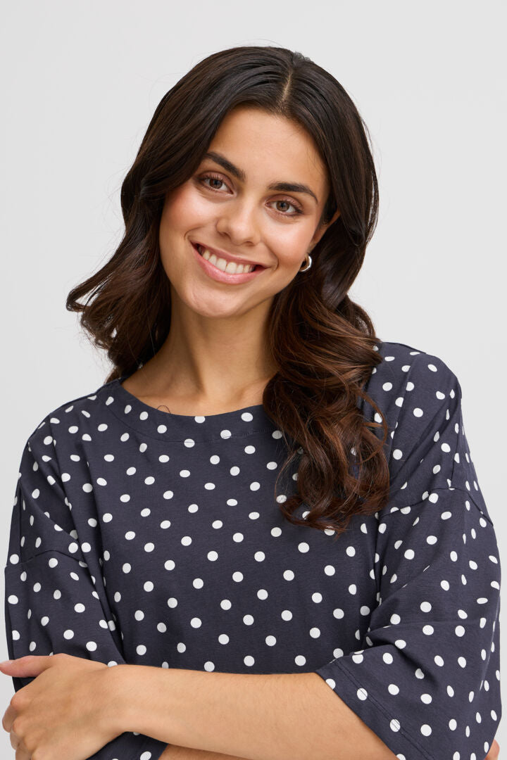 Frsiva Spotty T-Shirt Navy White