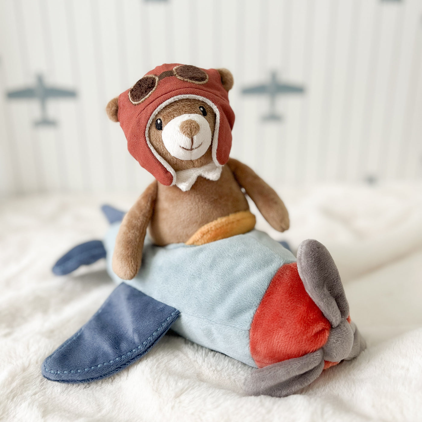 Pilot Bear and Plane Plush Toy by Mon Ami