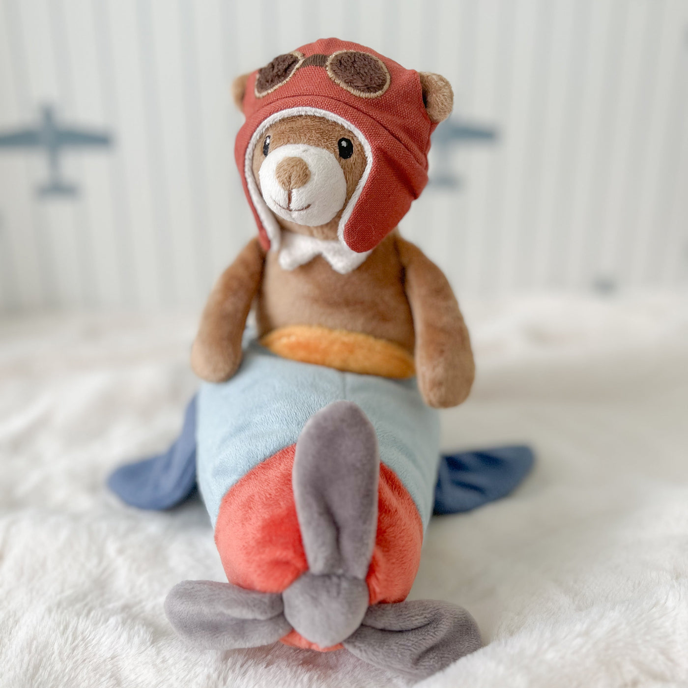 Pilot Bear and Plane Plush Toy by Mon Ami