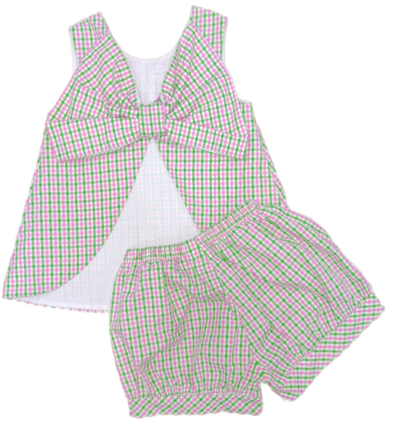 Lottie Bloomer/Banded Short Set, Pink and Green Check by James and Lottie