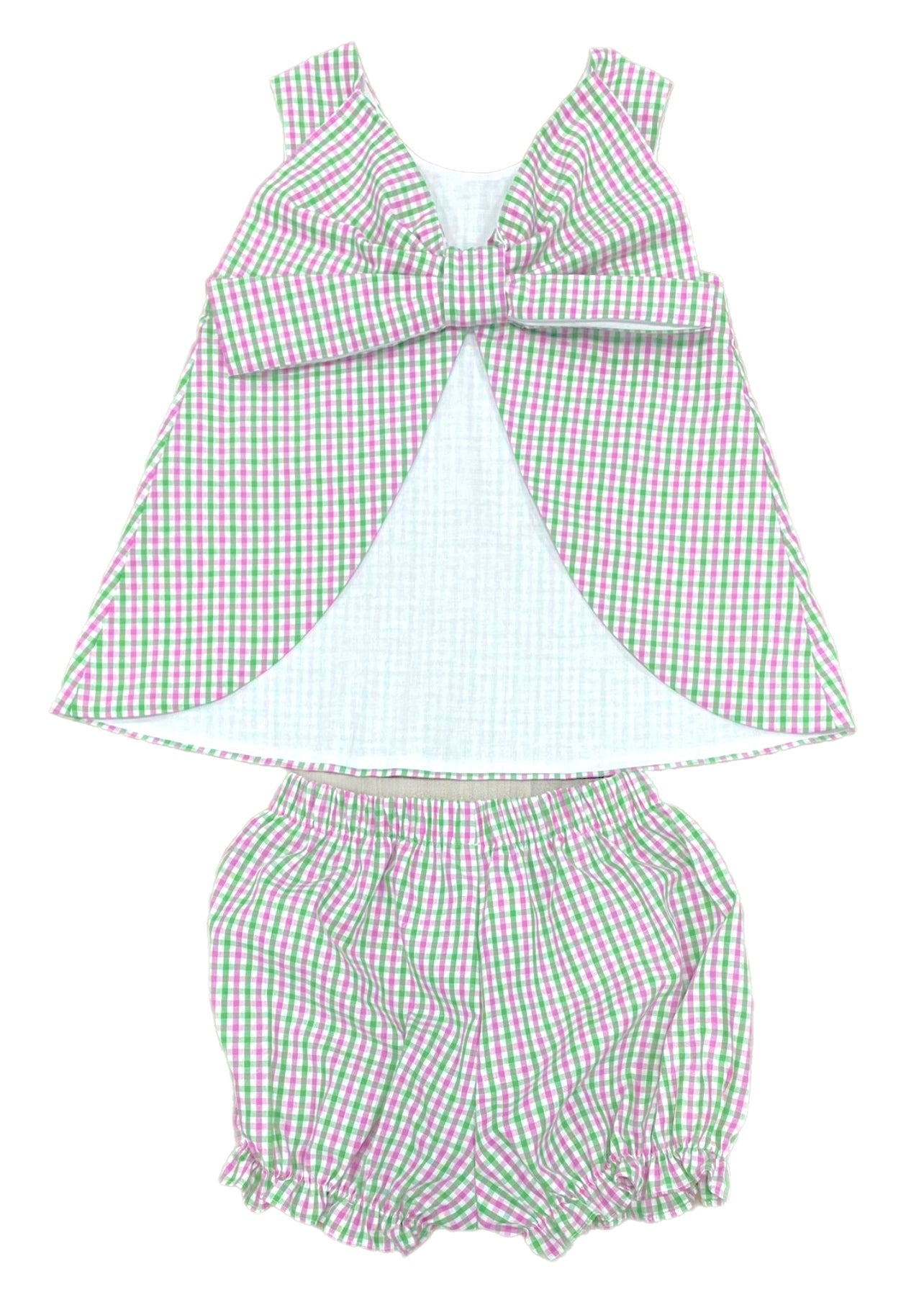 Lottie Bloomer/Banded Short Set, Pink and Green Check by James and Lottie