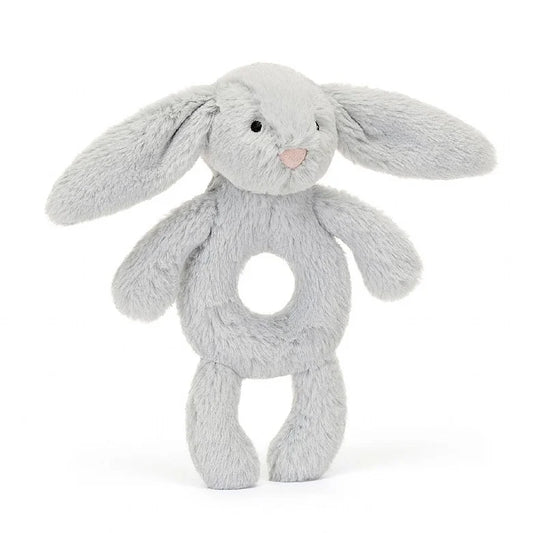 Bashful Grey Bunny Ring Rattle by Jellycat