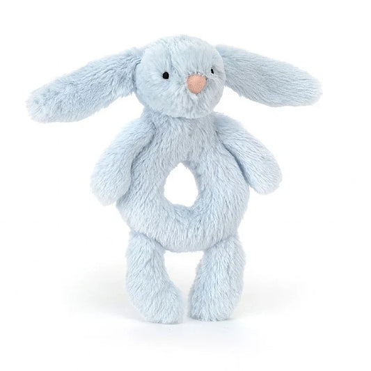 Bashful Blue Bunny Ring Rattle by Jellycat