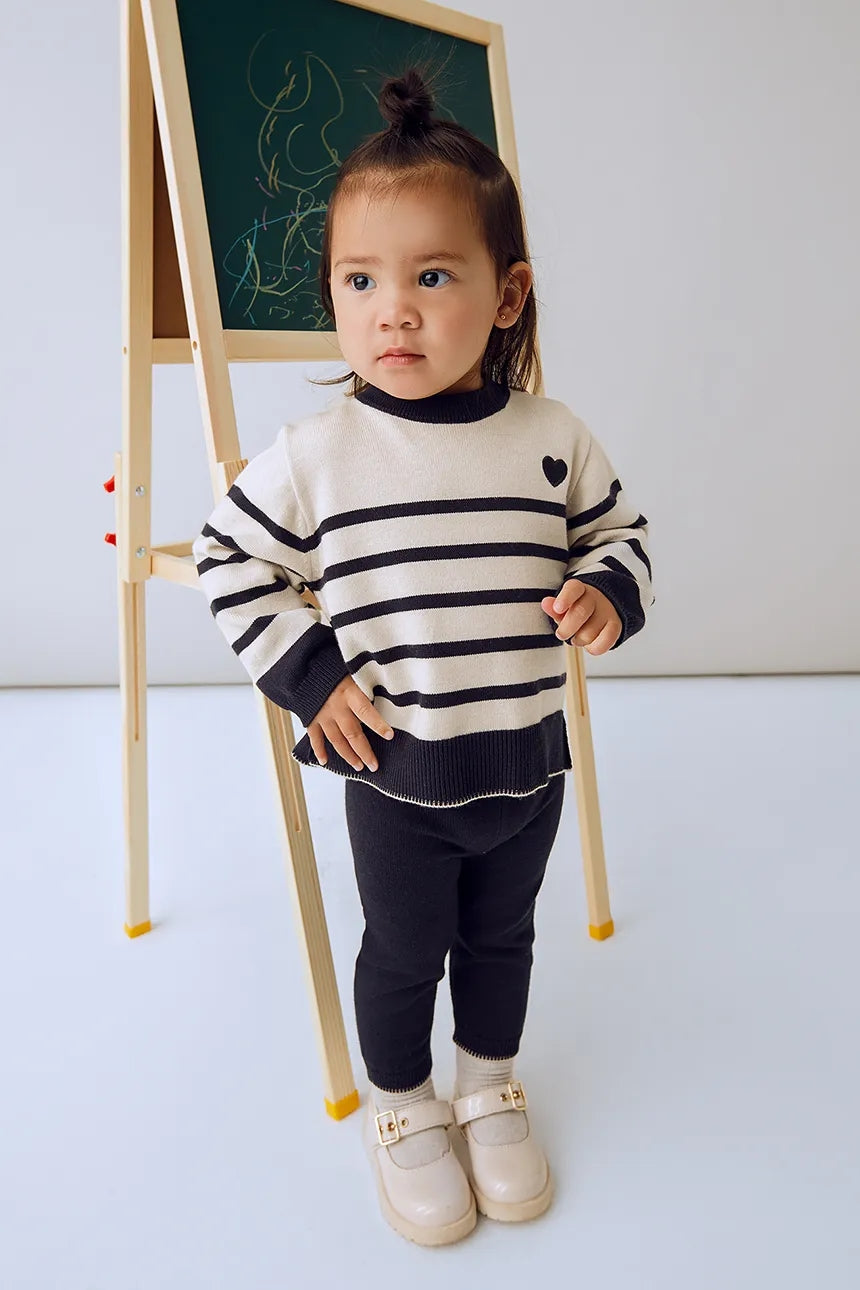 Navy/ Cream Long Knit Trouser Set by Mayoral