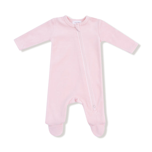 Pink Velour Teddy Bear Footie (Newborn) by Angel Dear