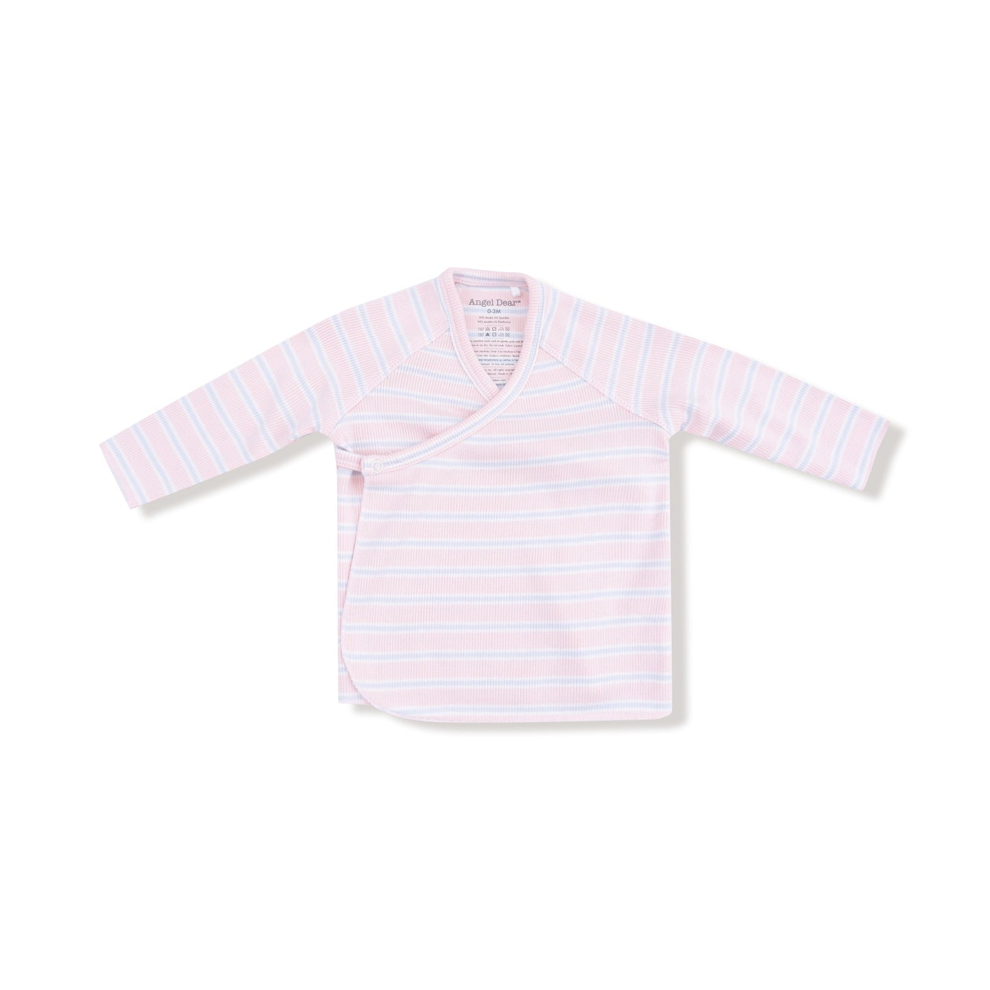 Multi Stripe - Pink - 2Pc L/S Kimono Footed Pant Set by Angel Dear
