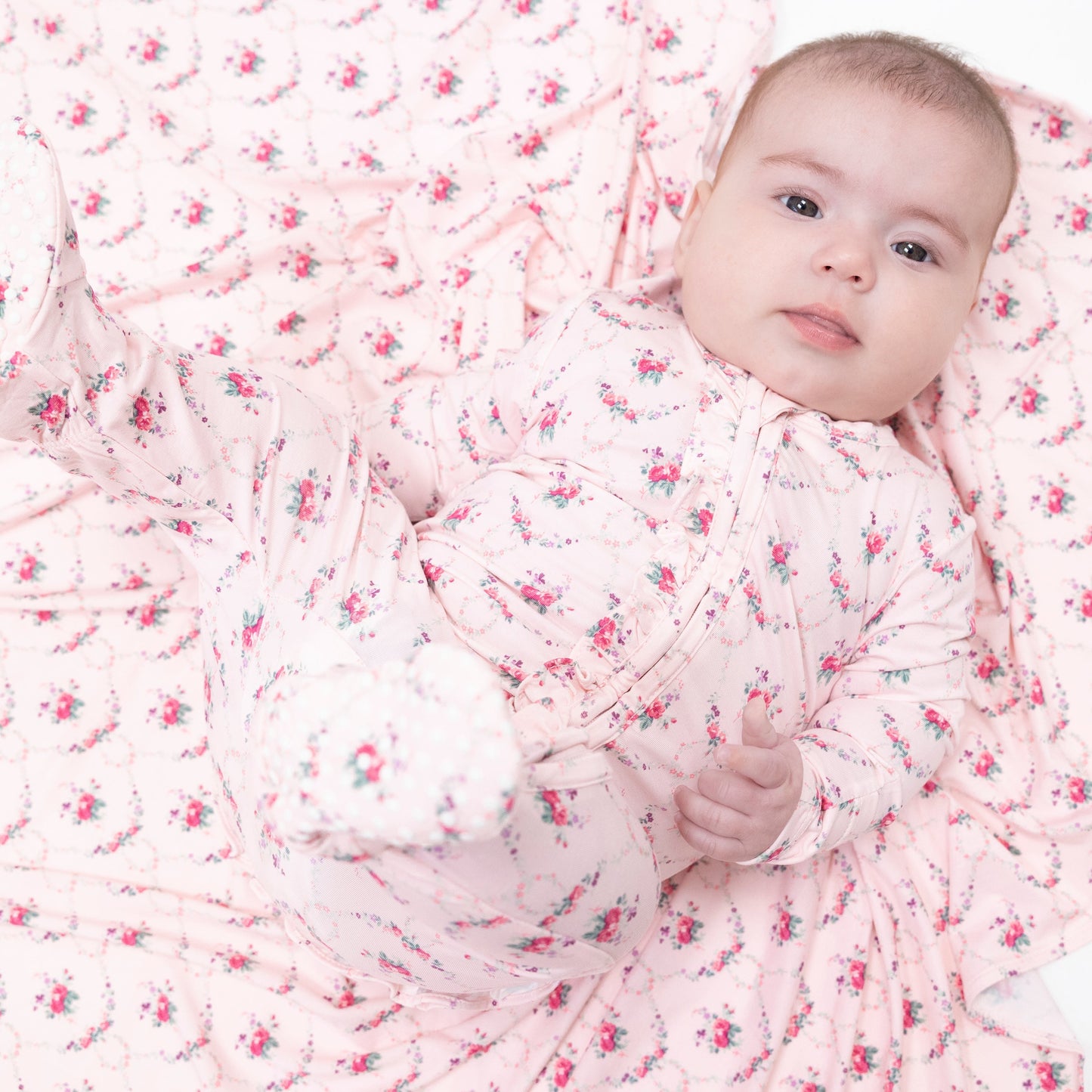 Rose Garden Trellis - 2 Way Ruffle Zipper
Footie by Angel Dear