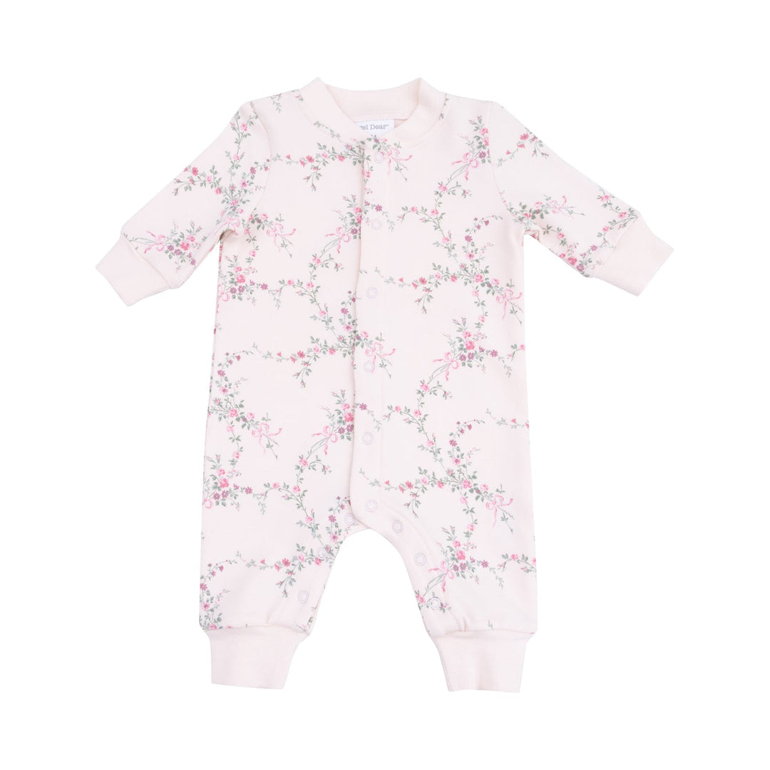 Antoinette Floral French Terry Baseball Collar Romper by Angel Dear
