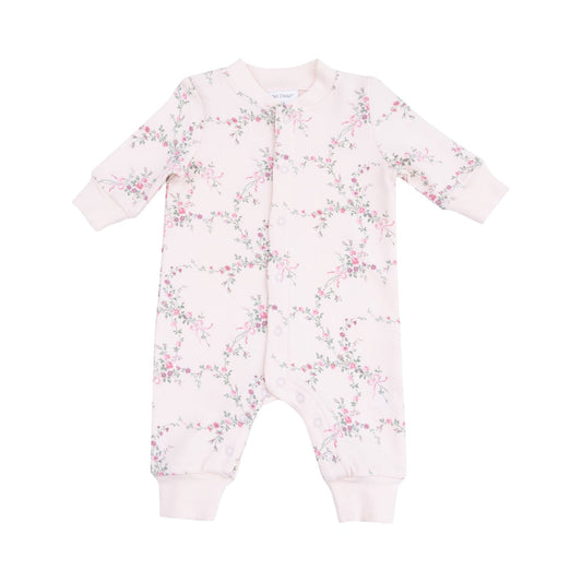 Antoinette Floral French Terry Baseball Collar Romper by Angel Dear