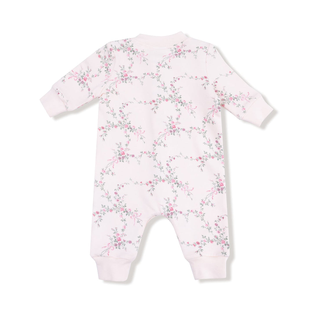 Antoinette Floral French Terry Baseball Collar Romper by Angel Dear