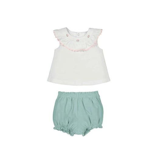 Cream Rosette Top & Bloomer Set by Mayoral