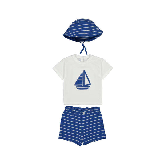 Blue Sailboat Short Set & Hat by Mayoral