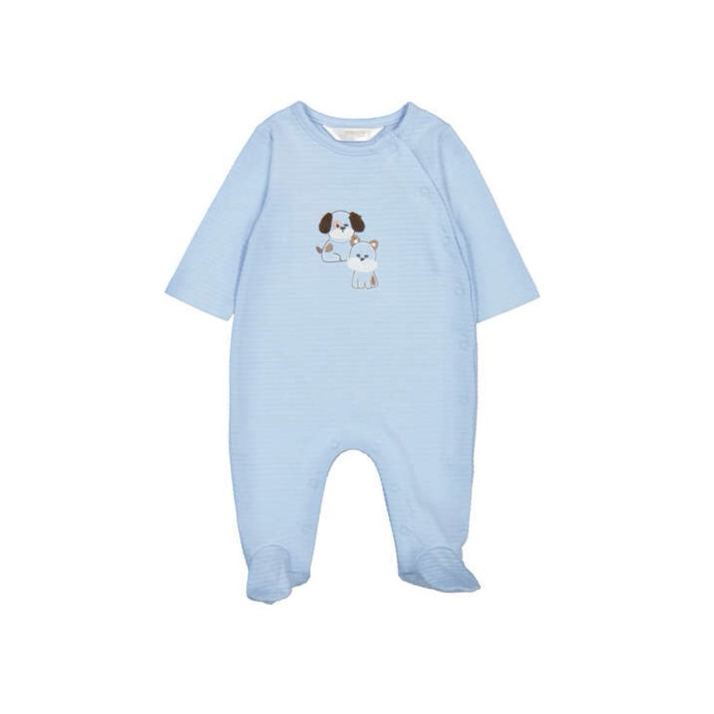 Blue Ribbed Asymmetrical Footie with Puppies by Mayoral