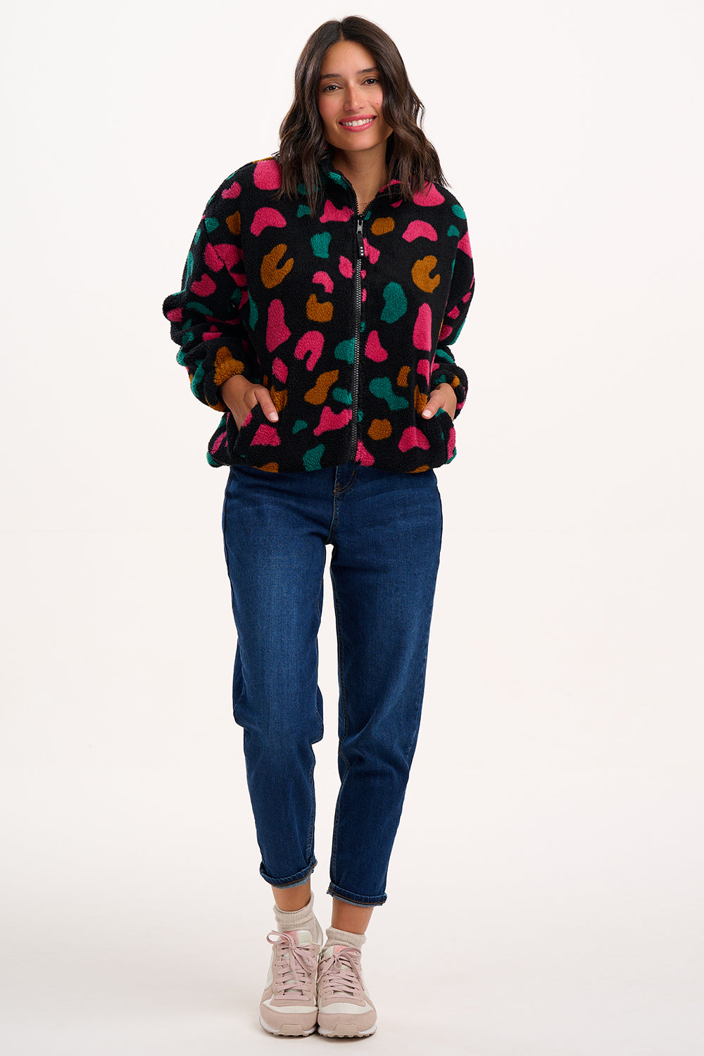 Hartley Zip Up Fleece - Black, Colourful Shapes