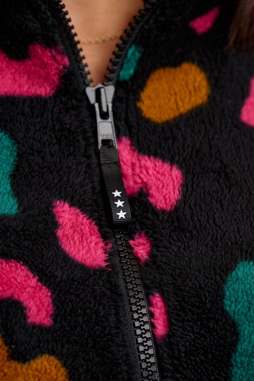 Hartley Zip Up Fleece - Black, Colourful Shapes