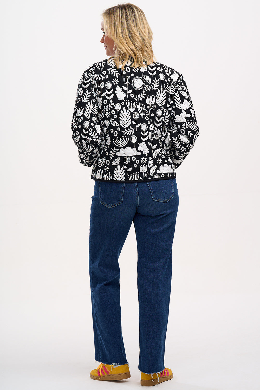 Rocco Quilted Jacket - Monochrome, Folk Floral