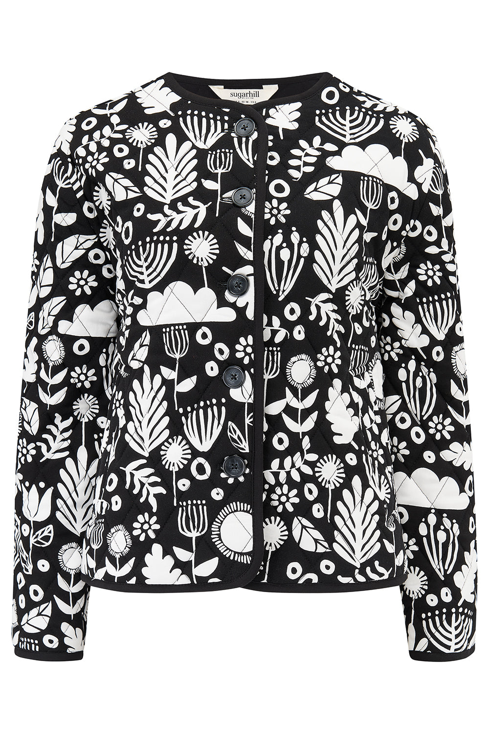 Rocco Quilted Jacket - Monochrome, Folk Floral