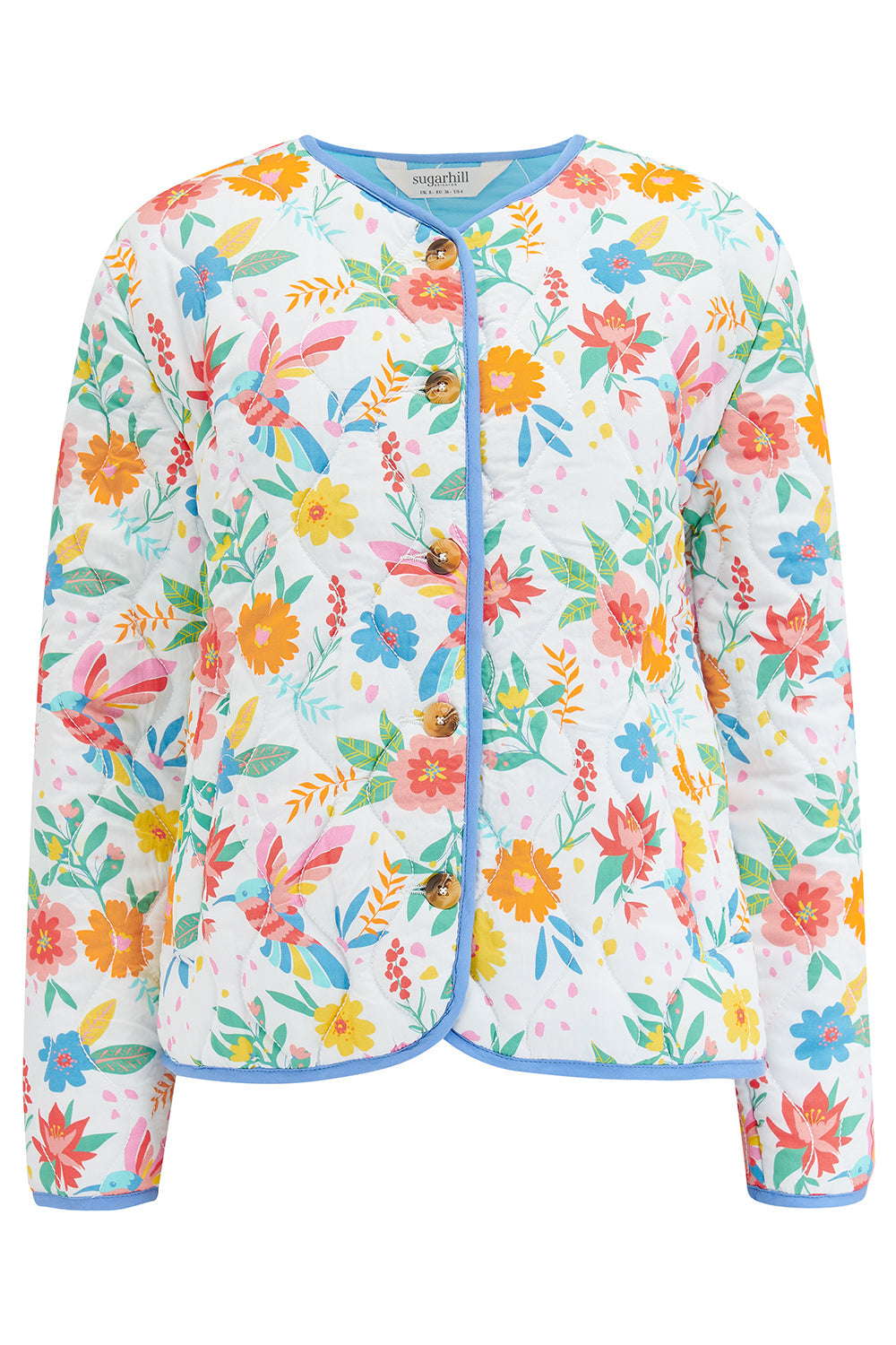 Rocco Quilted Jacket - Off-White, Tropical Hummingbird